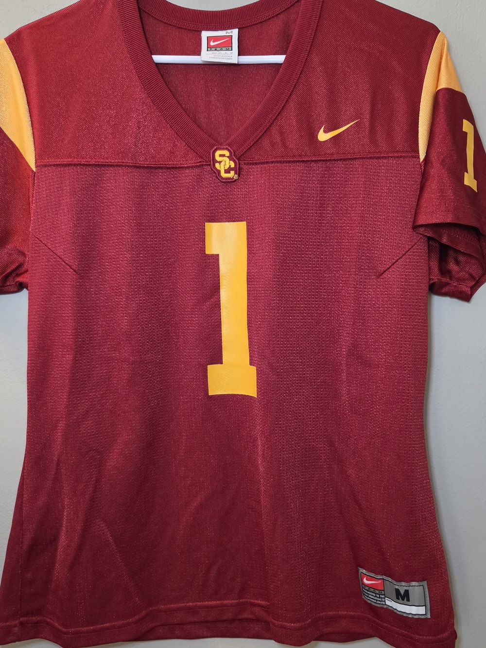 Vintage Nike Youth USC Cardinal & Gold Football Jersey #1 Youth Medium
